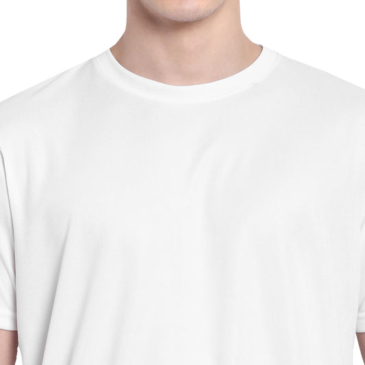 Men's Pure White Round Neck T-Shirt | Regular Fit | Soft & Breathable Casual Crew Neck Tee