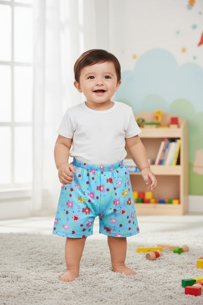 Kids Summer Cotton Shorts (Pack of 5) | Breathable Elastic Waist Shorts for Boys & Girls