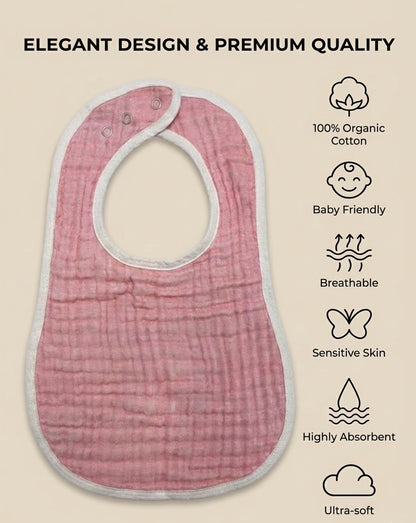 Tribe tech Muslin Washcloths & Bibs Set | 100% Cotton Towels & 6-Layer Feeding Bibs for Infants, Soft, Gentle, Washable & Reusable, Comfortable for Newborns & Toddlers