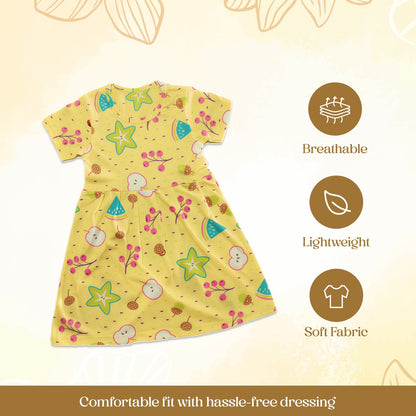 Tribe Tech Baby Girls Regular Fit 100% Cotton Half Sleeve Girls Knee Length Frock Pack of 3