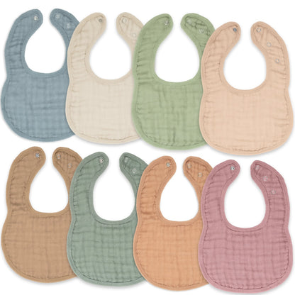Tribe tech Muslin Washcloths & Bibs Set | 100% Cotton Towels & 6-Layer Feeding Bibs for Infants, Soft, Gentle, Washable & Reusable, Comfortable for Newborns & Toddlers