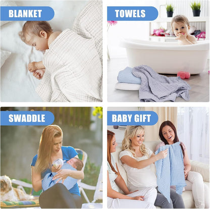 Muslin Cotton 6 Layer Baby Quilt/Dream Blanket for Newborn Girls & Boys, Lightweight Newborn Nursery & Crib Blanket, Baby Shower Gift