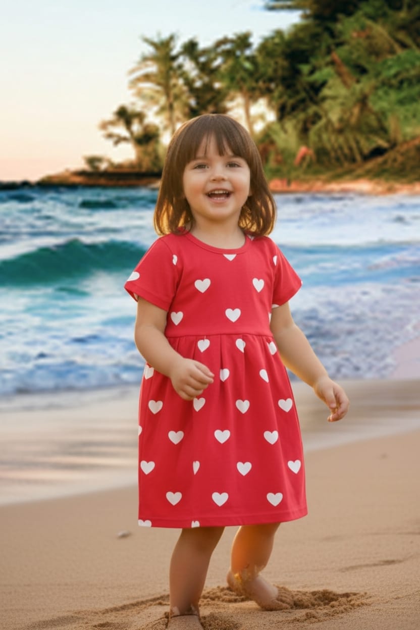 Tribe Tech Baby Girls Regular Fit 100% Cotton Half Sleeve Girls Knee Length Frock Pack of 3