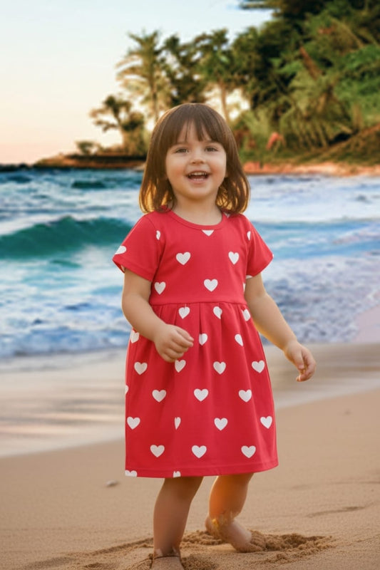 Tribe Tech Baby Girls Regular Fit 100% Cotton Half Sleeve Girls Knee Length Frock Pack of 3