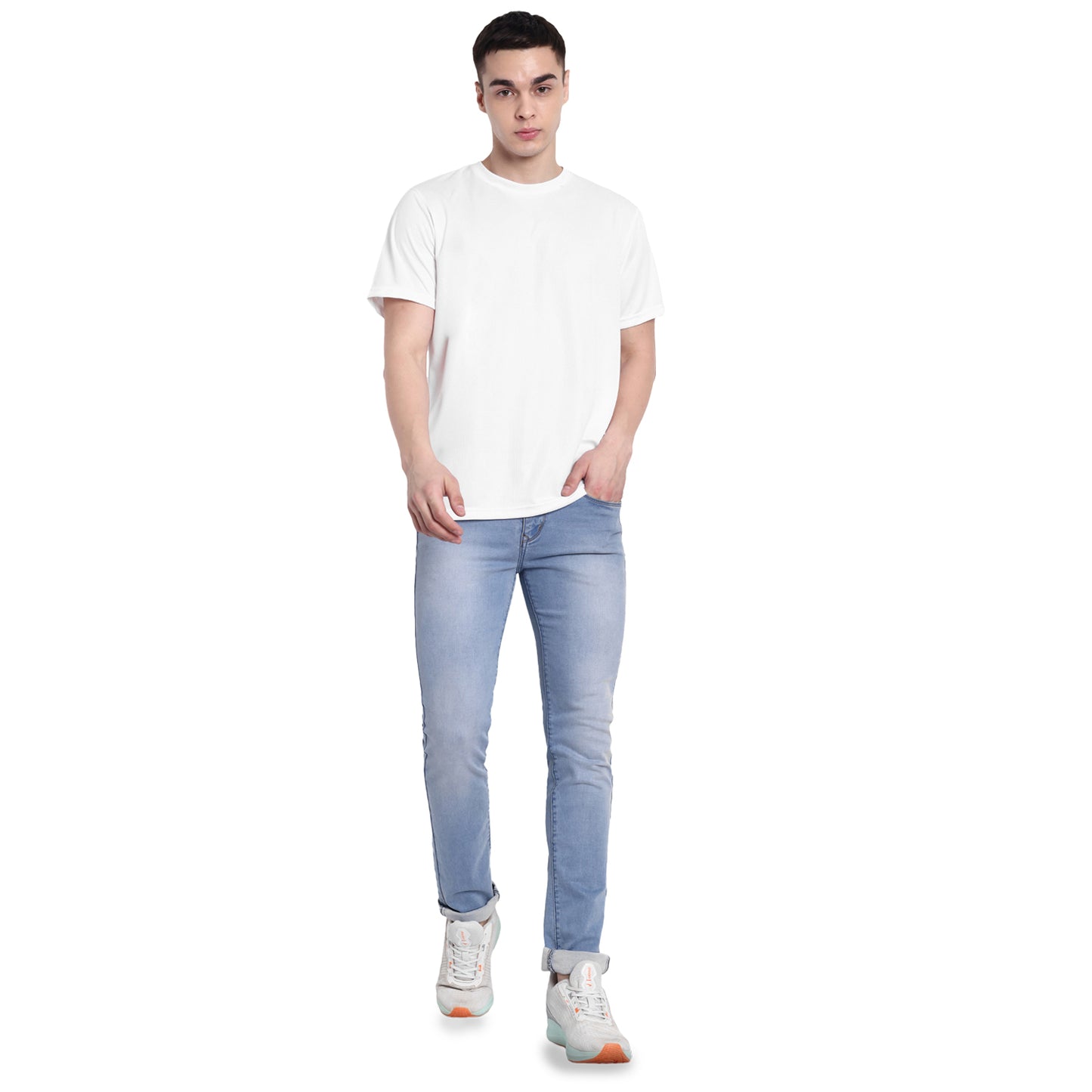 Men's Pure White Round Neck T-Shirt | Regular Fit | Soft & Breathable Casual Crew Neck Tee